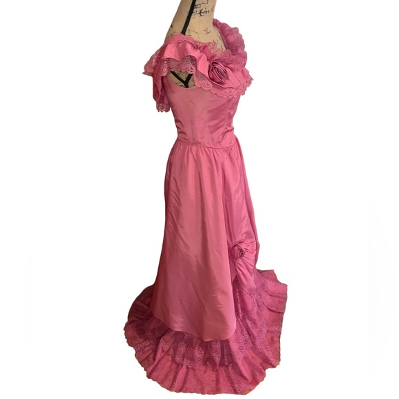 70’s Vintage Pink Women’s Prom Dress Size 9/10 - Picture 9 of 15
